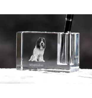 Schapendoes, Niederländischer Schapendoes - Stifthalter, Kristallorganizer mit Hundefoto, einzigartige Schreibtischdekoration der Marke Art-Dog