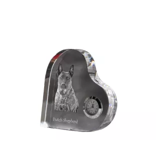 Berger hollandais - horloge en cristal avec une photo de chien, horloge de table en forme de cœur, horloge debout personnalisée de la marque Art-Dog