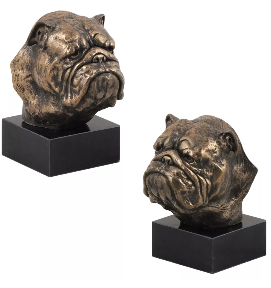 Bulldog, English Bulldog, British Bulldog - Dog statue, bust on stone base, sculpture, trophy for dog show by Art-Dog brand
