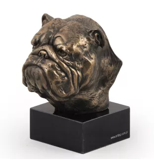 Bulldog, English Bulldog, British Bulldog - Dog statue, bust on stone base, sculpture, trophy for dog show by Art-Dog brand