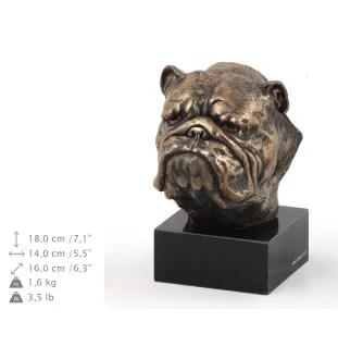 Bulldog, English Bulldog, British Bulldog - Dog statue, bust on stone base, sculpture, trophy for dog show by Art-Dog brand