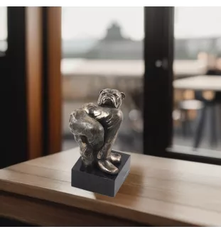 Bulldogge - Hundestatue, Büste auf Steinsockel, Skulptur, Trophäe für Hundeausstellung der Marke Art-Dog