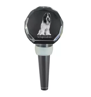 Schapendoes, Dutch Sheepdog, Nederlandse Schapendoes - Crystal bottle stopper, unique wine stopper with photo, personalised gift for sommelier by Art-Dog brand