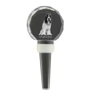 Schapendoes, Dutch Sheepdog, Nederlandse Schapendoes - Crystal bottle stopper, unique wine stopper with photo, personalised gift for sommelier by Art-Dog brand