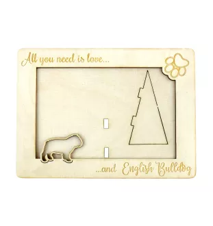 Bulldog, Englische Bulldogge - Fotorahmen, gravierter Holzrahmen, ein schönes Gadget für den Hundeliebhaber von Art-Dog