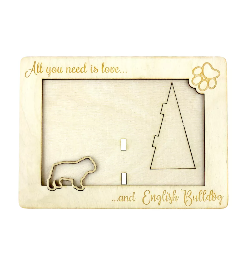 Bulldog, English Bulldog, British Bulldog - Photo frame, engraved wooden frame, a lovely gadget for the dog lover by Art-Dog