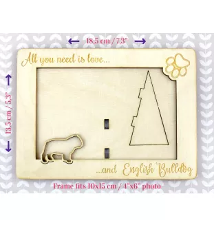 Bulldog, English Bulldog, British Bulldog - Photo frame, engraved wooden frame, a lovely gadget for the dog lover by Art-Dog