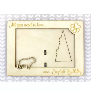 Bulldog, English Bulldog, British Bulldog - Photo frame, engraved wooden frame, a lovely gadget for the dog lover by Art-Dog
