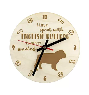 Bulldog, Englische Bulldogge - Uhr mit Hund, Holzuhr mit Gravur, personalisierte Uhr von Art-Dog