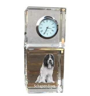 Schapendoes, Niederländischer Schapendoes - Kristalluhr mit Foto, Hundebild im Kristall, personalisierte Schreibtischuhr von Art-Dog.