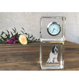 Schapendoes, Niederländischer Schapendoes - Kristalluhr mit Foto, Hundebild im Kristall, personalisierte Schreibtischuhr von Art-Dog.