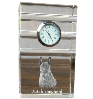 Berger hollandais - une horloge en verre avec une photo, une photo de chien dans un cristal, une horloge de bureau personnalisée de la marque Art-Dog