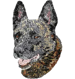 Holländischer Schäferhund, Hollandse Herdershond - Hund geformtes Aufnäher, besticktes Patch, einzigartiges Dekor für den Rucksack der Marke Art-Dog