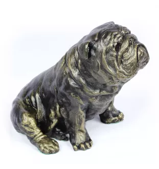 Bulldog, Bulldog anglais I - statue de chien, chien assis pour bureau, décoration pour le salon d'un amoureux des chiens par Art-Dog