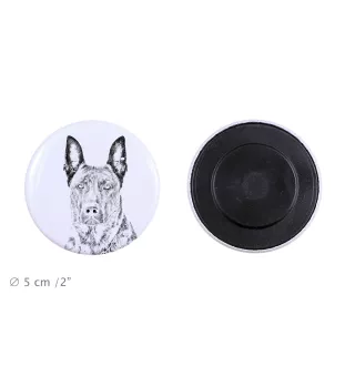 Holländischer Schäferhund, Hollandse Herdershond Magnet mit einem Hundepfotenabdruck, außergewöhnlich leicht, starker Magnet, handgefertigtes Produkt der Marke Art-Dog