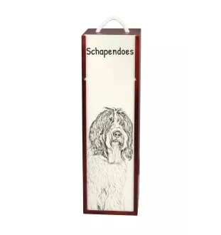 Schapendoes, Schapendoes néerlandais - boîte à vin avec chien, boîte à alcool avec graphisme, boîte cadeau personnalisée de la marque Art-Dog