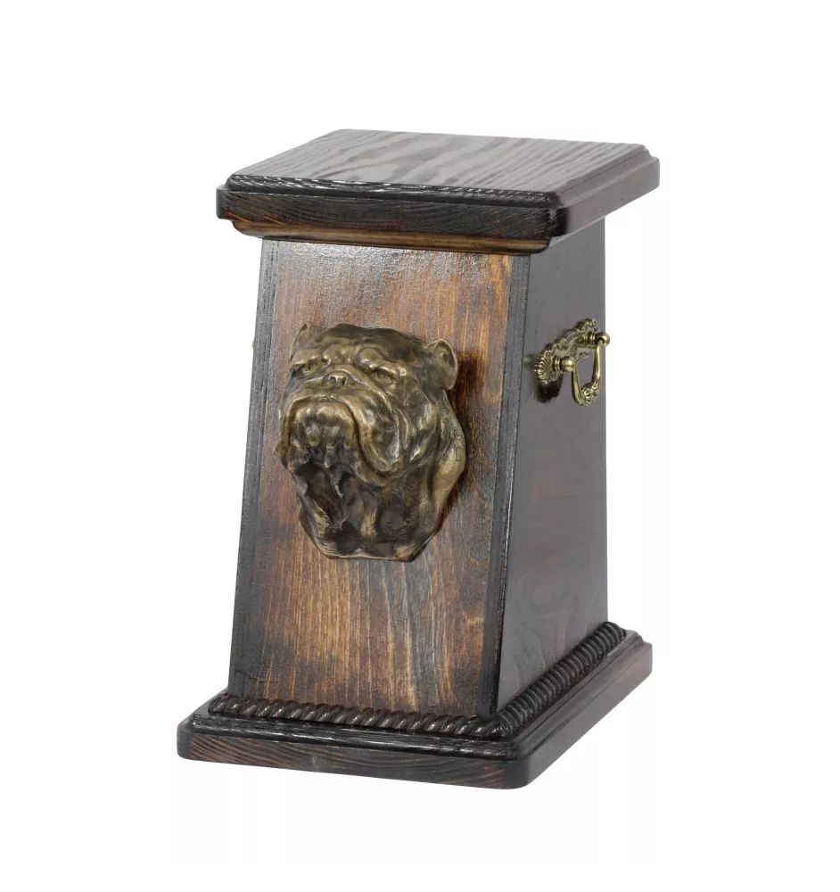 Bulldog, English Bulldog, British Bulldog - urn for dog ashes, elegant urn with a statue, commemorative urn with a bust of a dog by Art-Dog brand