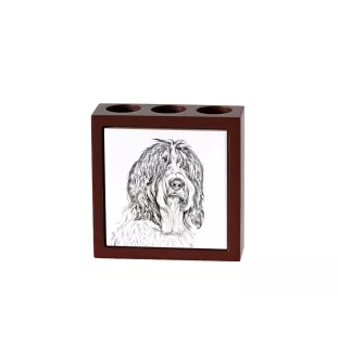 Schapendoes, Niederländischer Schapendoes - Stifthalter mit Hund, Schreibtischorganizer mit Aufdruck, personalisierte Schreibtischdekoration der Marke Art-Dog