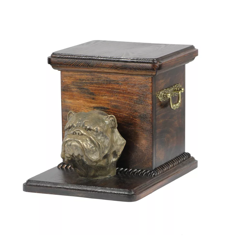 Bulldog, English Bulldog, British Bulldog - urn for dog ashes with a statuette, elegant urn for a dog, unique urn with a bust of a dog by Art-Dog brand