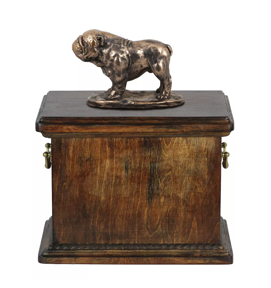 Bulldog urna ze statuetką drewniana Art-Dog