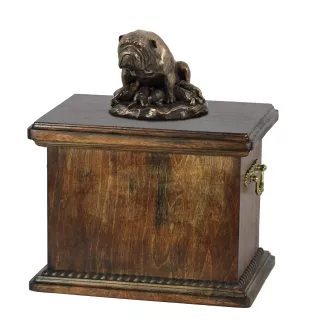 Bulldogge I eine Urne für die Asche des Hundes, eine Urne mit einer Statue, eine elegante Urne im klassischen Stil der Marke Art-Dog