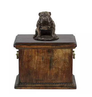 Bulldogge II eine Urne für die Asche des Hundes, eine Urne mit einer Statue, eine elegante Urne im klassischen Stil der Marke Art-Dog