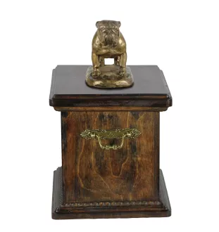 Bulldog, Bulldog anglais - une urne pour les cendres d'un chien, une urne avec une statuette, une urne élégante de style classique de la marque Art-Dog