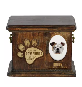 Bulldog, English Bulldog, British Bulldog - urn for dog ashes, personalized urn with engraving, commemorative box for dog ashes by Art-Dog brand
