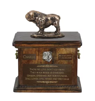 Bulldogge I - Eine Urne für die Asche eines Hundes, eine Urne mit einer Statue, eine personalisierte Hundeurne von der Marke Art-Dog.