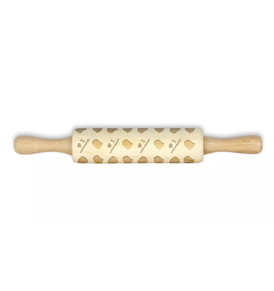 Schapendoes, Dutch Sheepdog, Nederlandse Schapendoes - small rolling pin with a dog pattern, a rolling pin for children's dough, decorating ceramic clay by Art-Dog brand