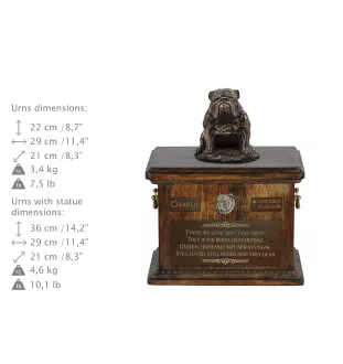 Bulldogge IV - Eine Urne für die Asche eines Hundes, eine Urne mit einer Statue, eine personalisierte Hundeurne von der Marke Art-Dog.