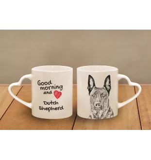 Holländischer Schäferhund, Hollandse Herdershond - Tasse mit Hund, entzückende Tasse mit herzförmigem Henkel, universelles Geschenk der Marke Art-Dog