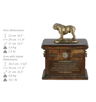 Bulldog, Bulldog anglais - urne pour les cendres de chien, urne avec une statuette, urne personnalisée pour les cendres de chien de la marque Art-Dog