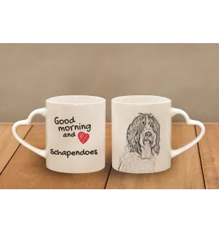 Schapendoes, Dutch Sheepdog, Nederlandse Schapendoes - cup with a dog, adorable cup with a heart-shaped handle, universal gift from the Art-Dog brand