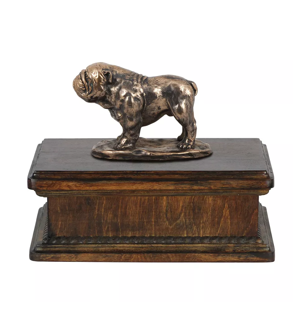 Bulldogge I - Hund Ascheurne, klassische Urne mit Statue, elegante Urne mit Hund von der Marke Art-Dog
