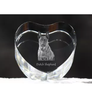 Berger hollandais - une photo de chien dans un cristal, un cœur en cristal, un cadre photo exceptionnel de la marque Art-Dog