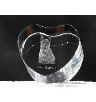Berger hollandais - une photo de chien dans un cristal, un cœur en cristal, un cadre photo exceptionnel de la marque Art-Dog