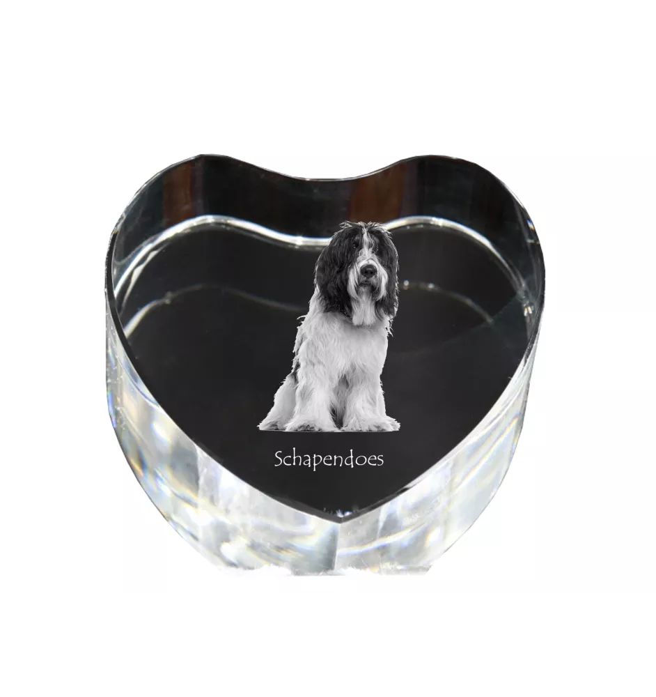 Schapendoes, Schapendoes néerlandais - une photo de chien dans un cristal, un cœur en cristal, un cadre photo exceptionnel de la marque Art-Dog