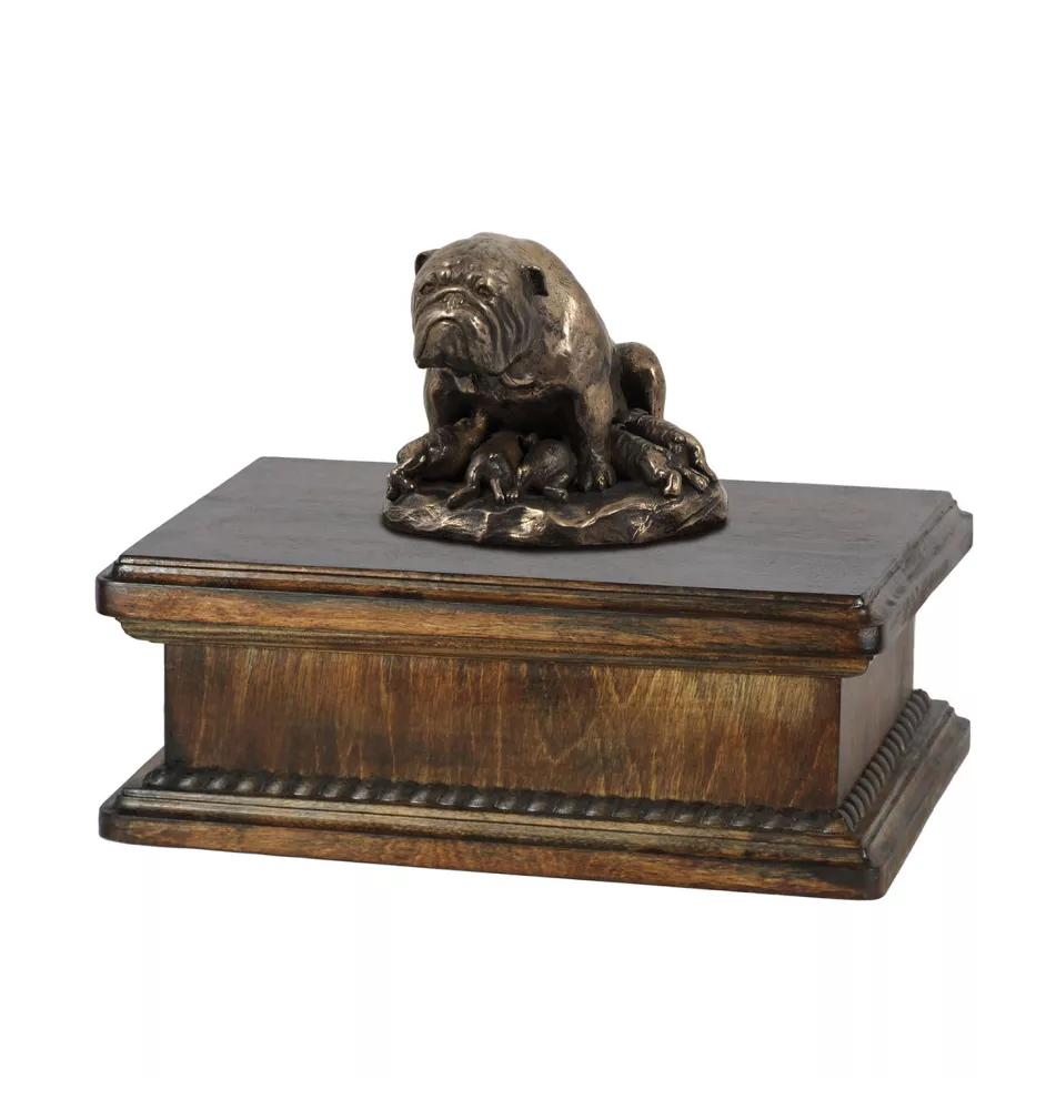 Bulldog II - urn for dog ashes, classic urn with a statuette, elegant urn with a dog by Art-Dog brand