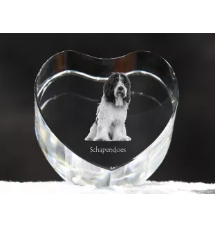 Schapendoes, Niederländischer Schapendoes - Hundebild im Kristall, Kristallherz, einzigartiger Bilderrahmen der Marke Art-Dog
