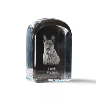 Berger hollandais - un cube de cristal avec une photo, une photo de chien dans le cristal, un presse-papiers cubique de la marque Art-Dog