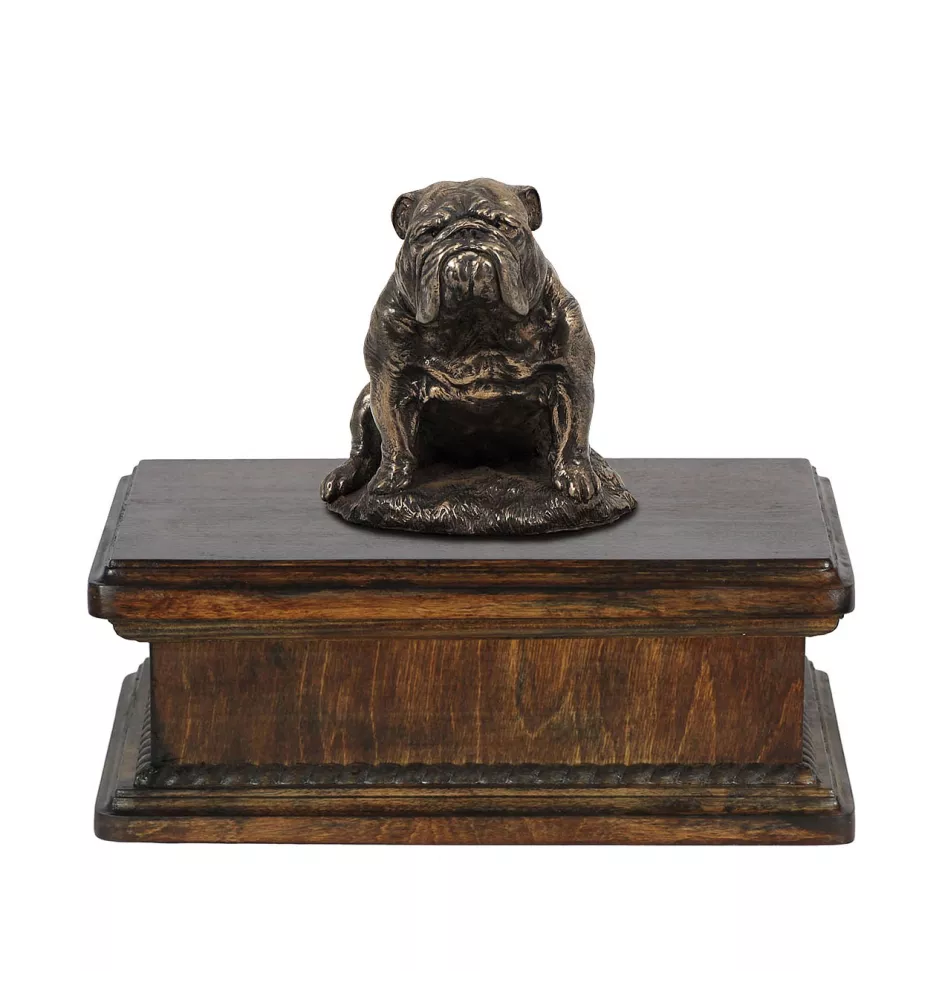 Bulldogge III - Hund Ascheurne, klassische Urne mit Statue, elegante Urne mit Hund von der Marke Art-Dog