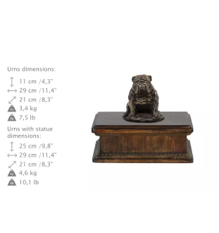 Bulldogge III - Hund Ascheurne, klassische Urne mit Statue, elegante Urne mit Hund von der Marke Art-Dog