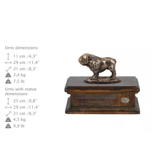 Bulldog drewniana urna niska z podobizną Art-Dog