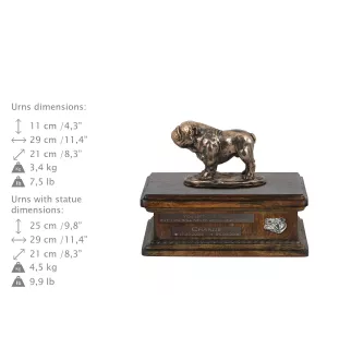Bulldog I drewniana urna niska z podobizną Art-Dog