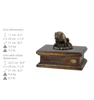 Bulldog II - urn for dog ashes, personalized urn with a statue, wooden urn with a dog by Art-Dog brand