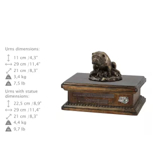 Bulldogge III urne in Hundeasche, personalisierte Urne mit Statue, Holzurne mit Hund von Art-Dog
