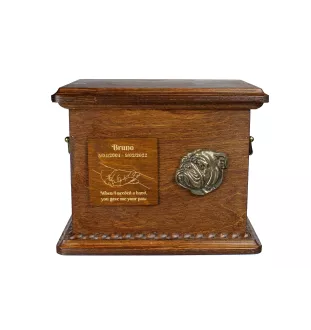 Bulldogge Personalisierte Hundeurne mit Gravur und Relief, Erinnerungsbox für Hundeknochen von der Marke Art-Dog