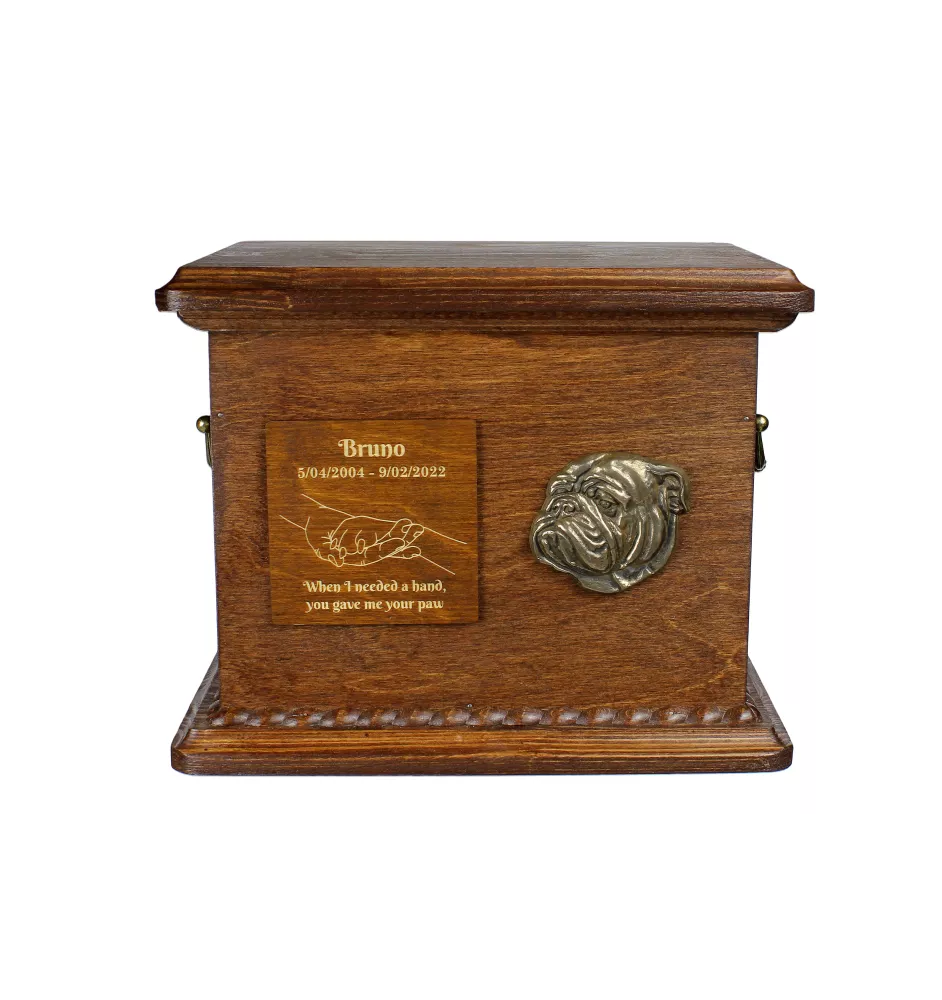 Bulldog - urne pour les cendres de chien, urne personnalisée avec une gravure et un bas-relief, boîte commémorative pour les cendres de chien de la marque Art-Dog