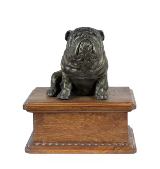 Bulldog, Bulldog anglais - urne pour les cendres d'un chien avec une statuette, urne personnalisée en bois, petite urne pour les cendres de chien de la marque Art-Dog